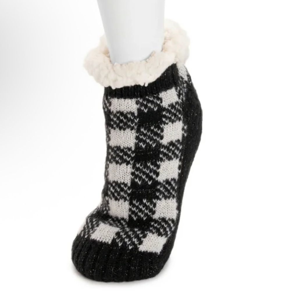 Muk Luks Black and White Plaid Slippers